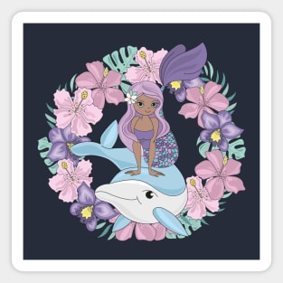 Mermaid dolphin floral ring Magnet